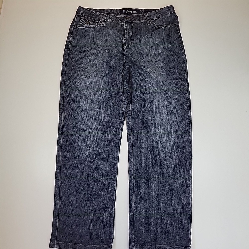 Gloria Vanderbilt Amanda Med Rise Crop Jeans Women Size 8 Blue Straight Crop Den - Picture 2 of 16